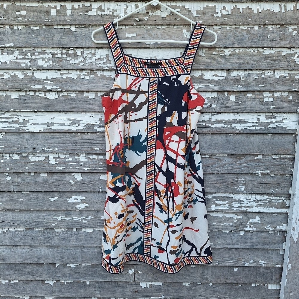 BCBG MaxAzria Paint Splatter Square Neck Shift Dress Size Medium